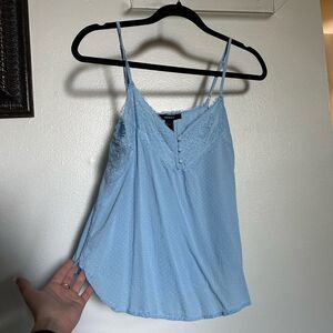 Blue Lace Tank Top Blouse